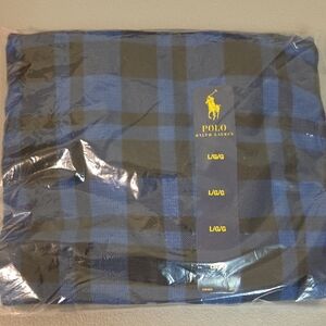 Polo by Ralph Lauren Blue and Black Checkered Blanket